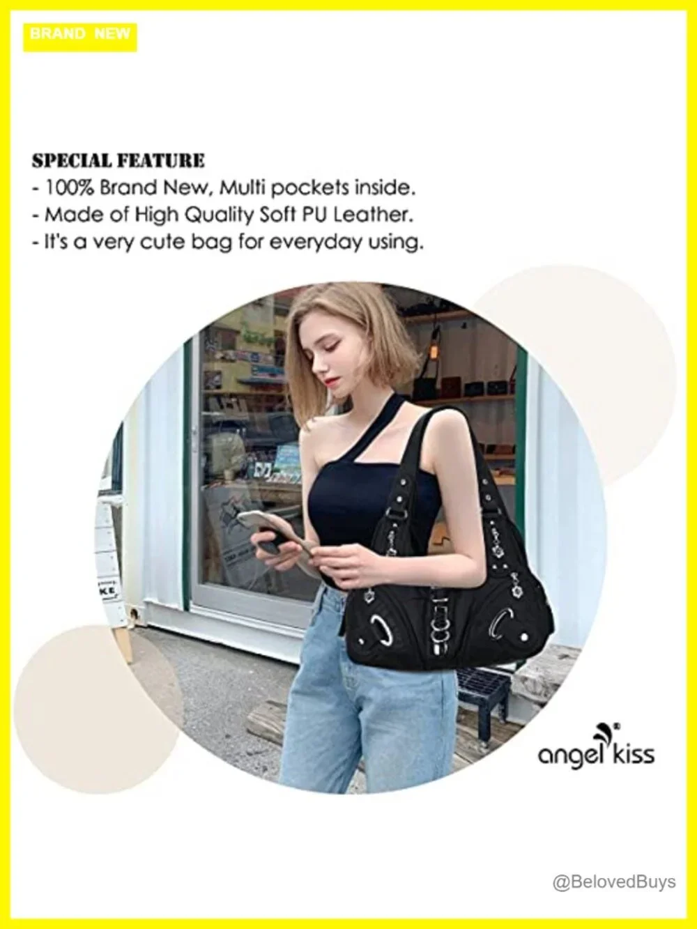 Large Hobo Satchel Shoulder Bag Faux Leather Multi-Pocket Women Daily